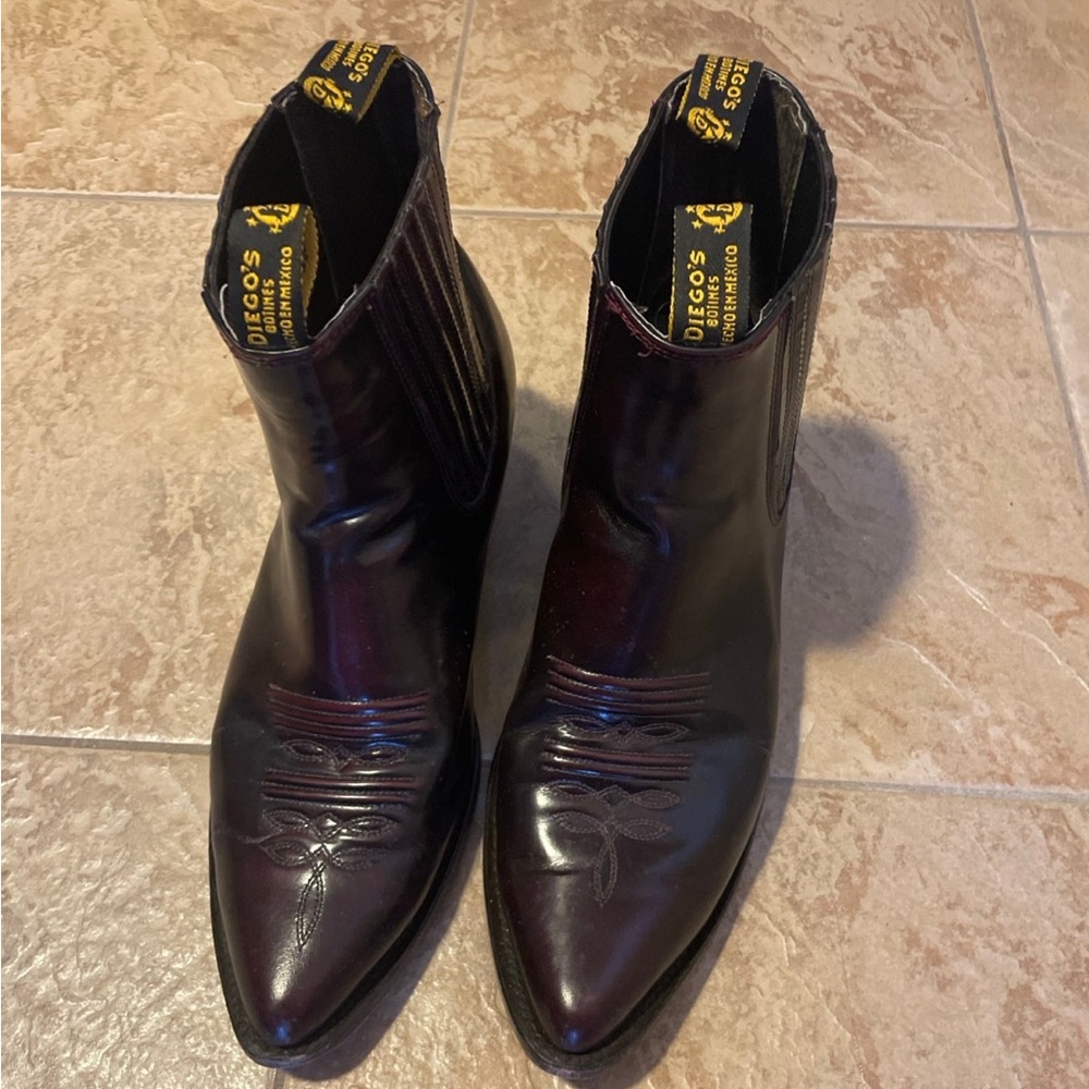 Men's cowboy boots genuine leather short ankle western J toe design boots